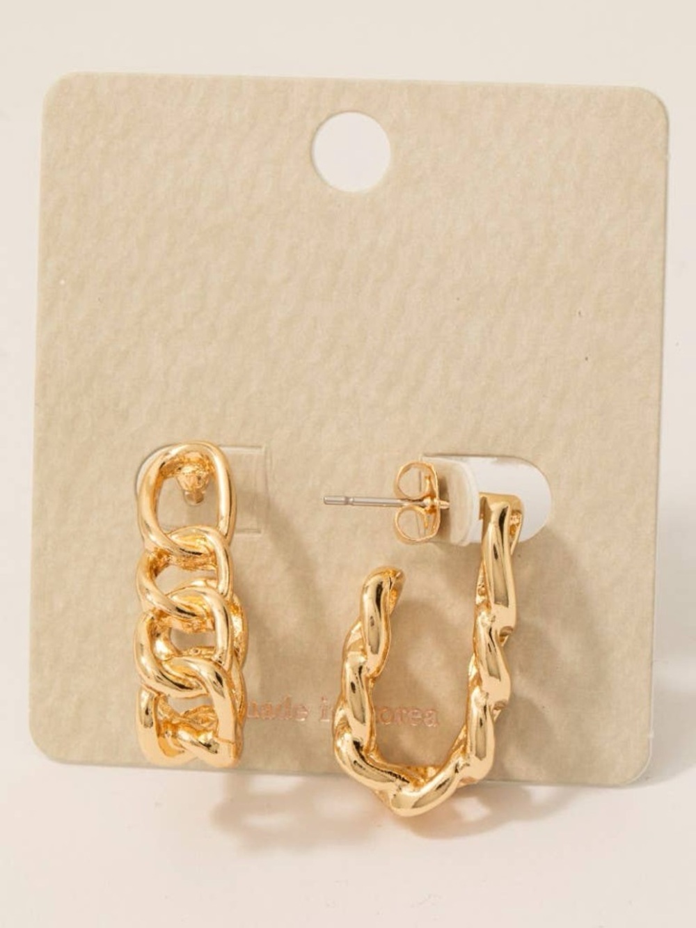 Gold Chain-Link Hoop Earrings - Women Jewelry
